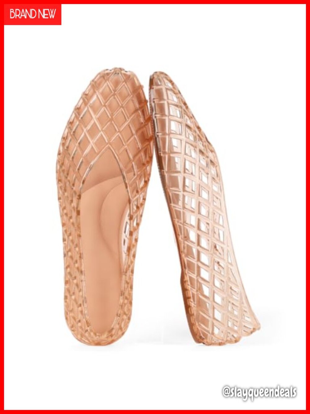 Womens Jelly Ballet Flats Mesh Hollow Dressy Slip On Shoes